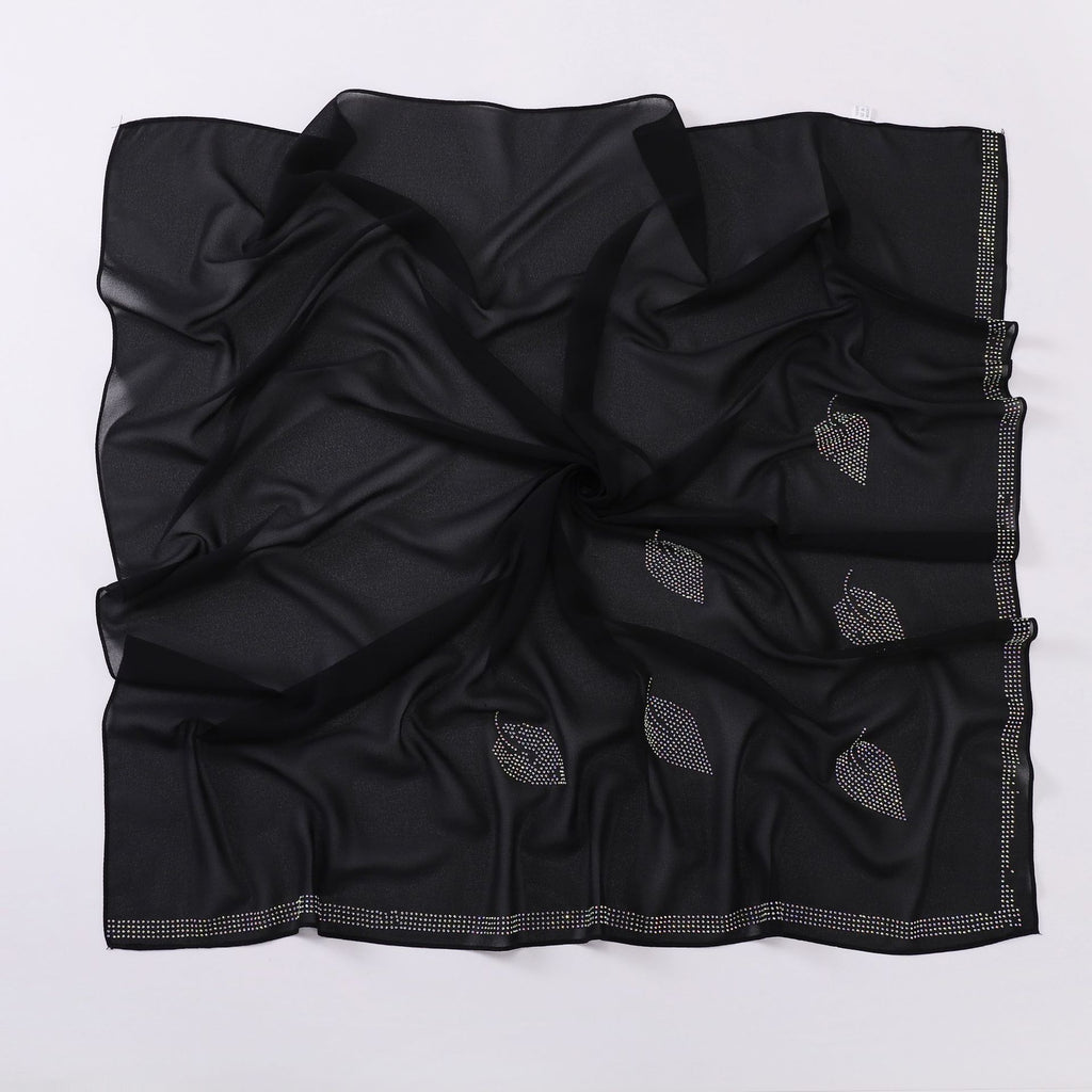 New Pearl Chiffon High Quality Middle East Hot Diamond Square Scarf 90 × 90cm Headscarf