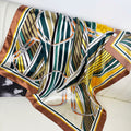 European and American fashion geometric line printed silk scarf, imitation silk satin 90 square scarf, Indonesian ethnic women's bag head scarf