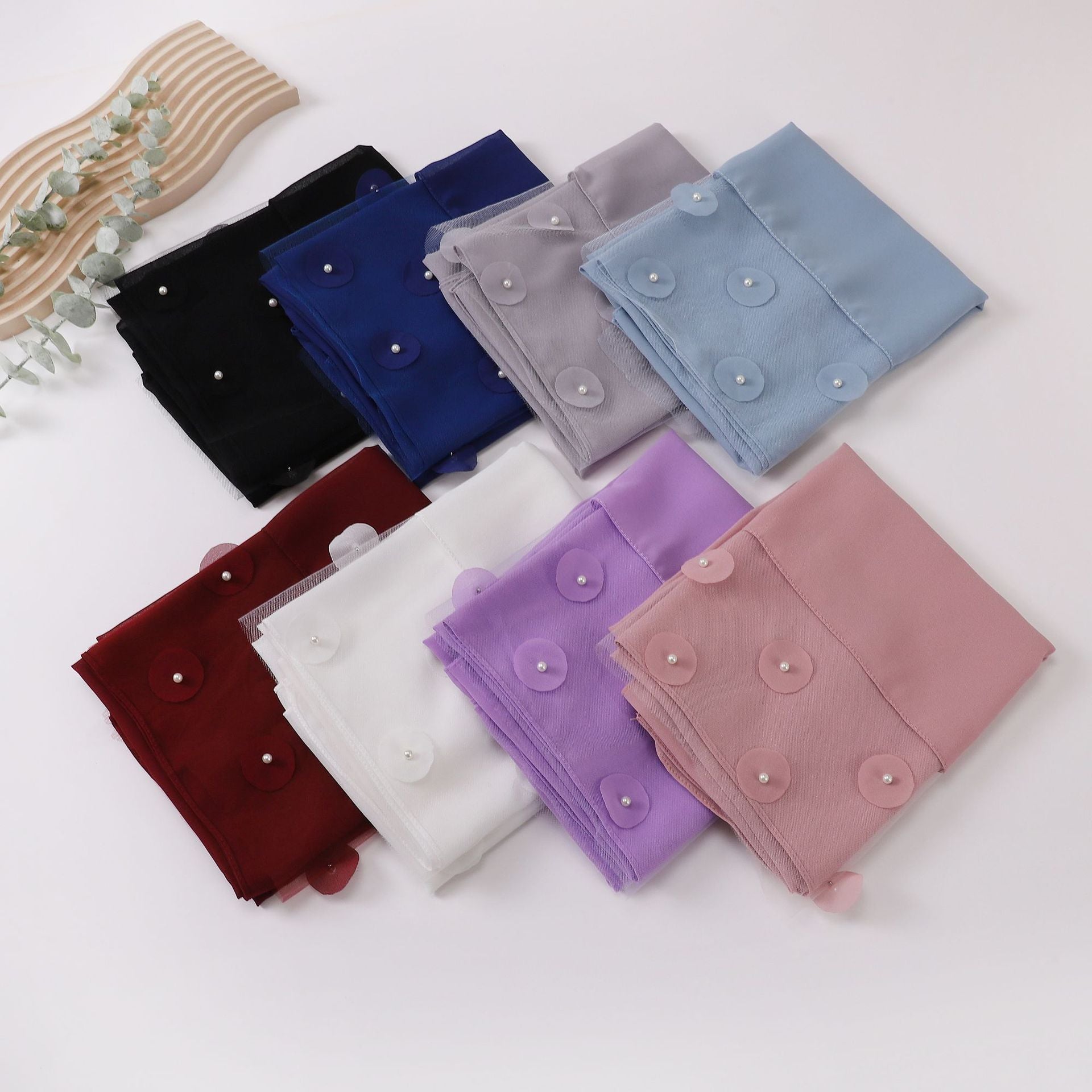 New pearl chiffon polka dot flower slice bead long scarf Middle East Africa Indonesia headscarf