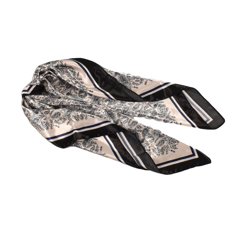 European and American spring new imitation silk 90cm satin printed small cashew nut generous silk scarf, fashionable women's scarf