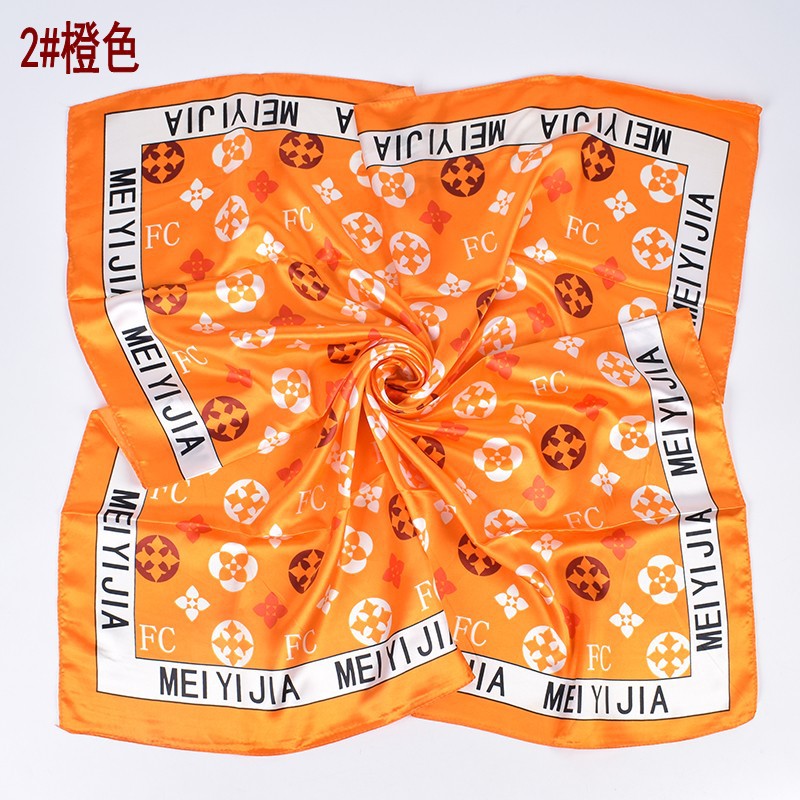 New stylish and elegant round letter edge pattern printing 90 satin large square towel headscarf