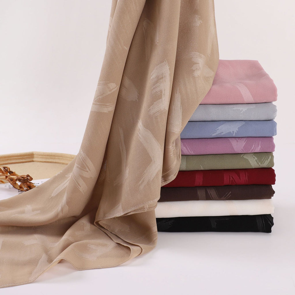 New pearl chiffon letter embossed scarf  scarf Middle East and North Africa headscarf Beach scarf Shawl