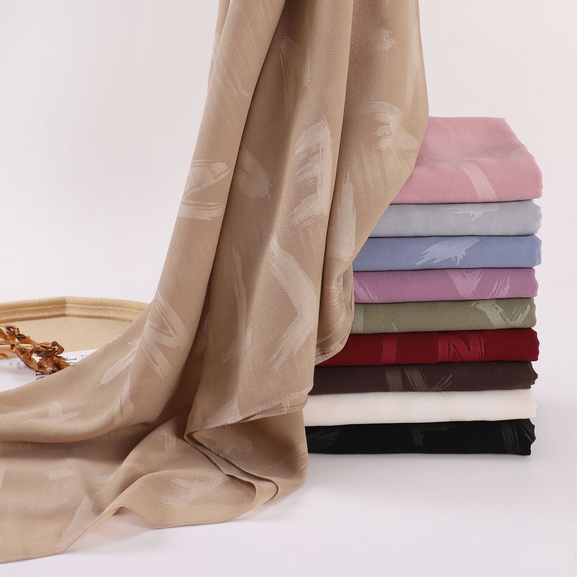 New pearl chiffon letter embossed scarf  scarf Middle East and North Africa headscarf Beach scarf Shawl