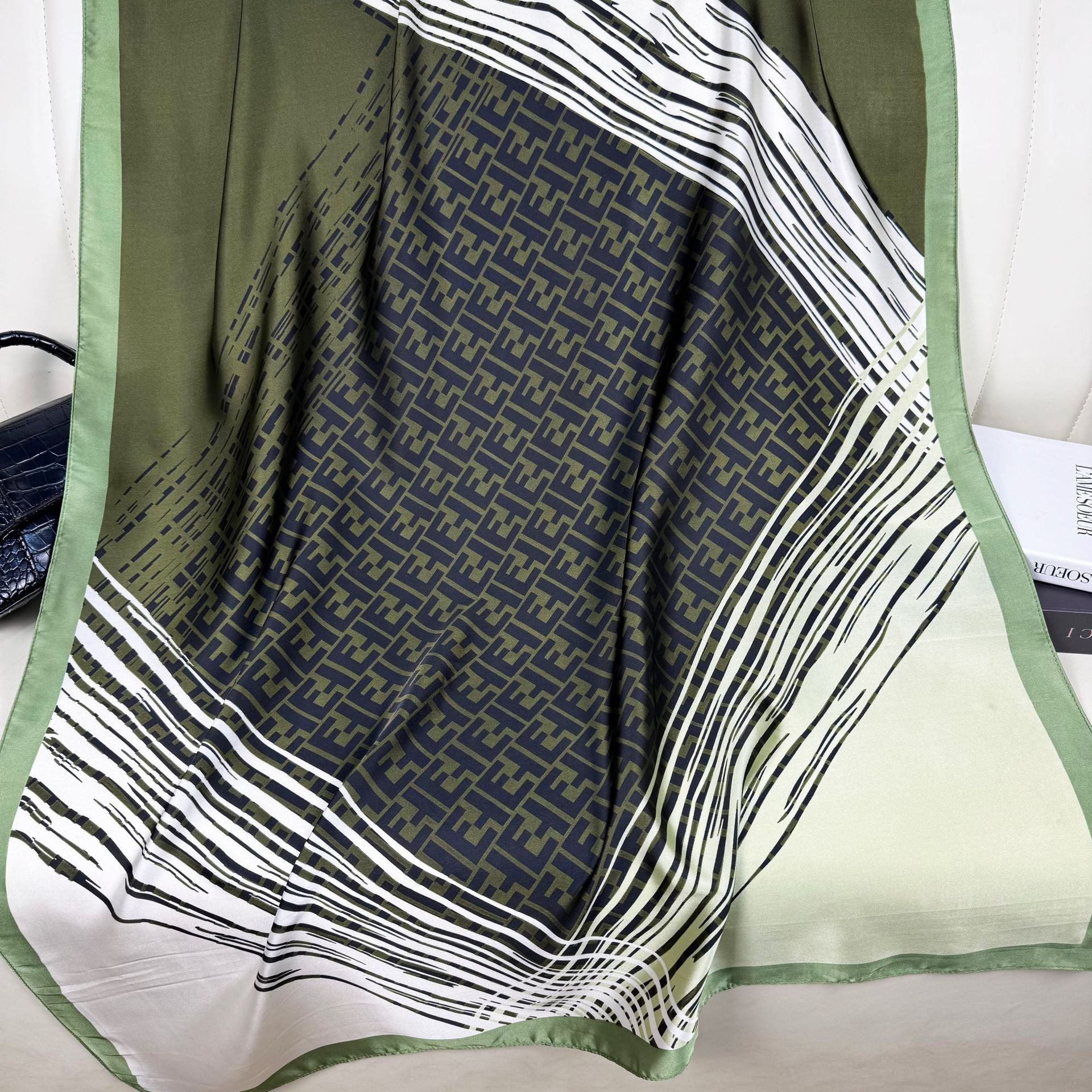 Fashion versatile gradual change color beautiful brocade long silk scarf, temperament women travel vacation sunscreen shawl headscarf