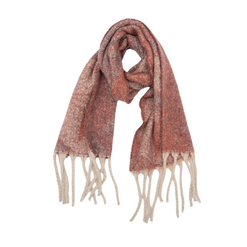 2025 new European, American autumn and winter circle yarn jacquard star fringed scarf