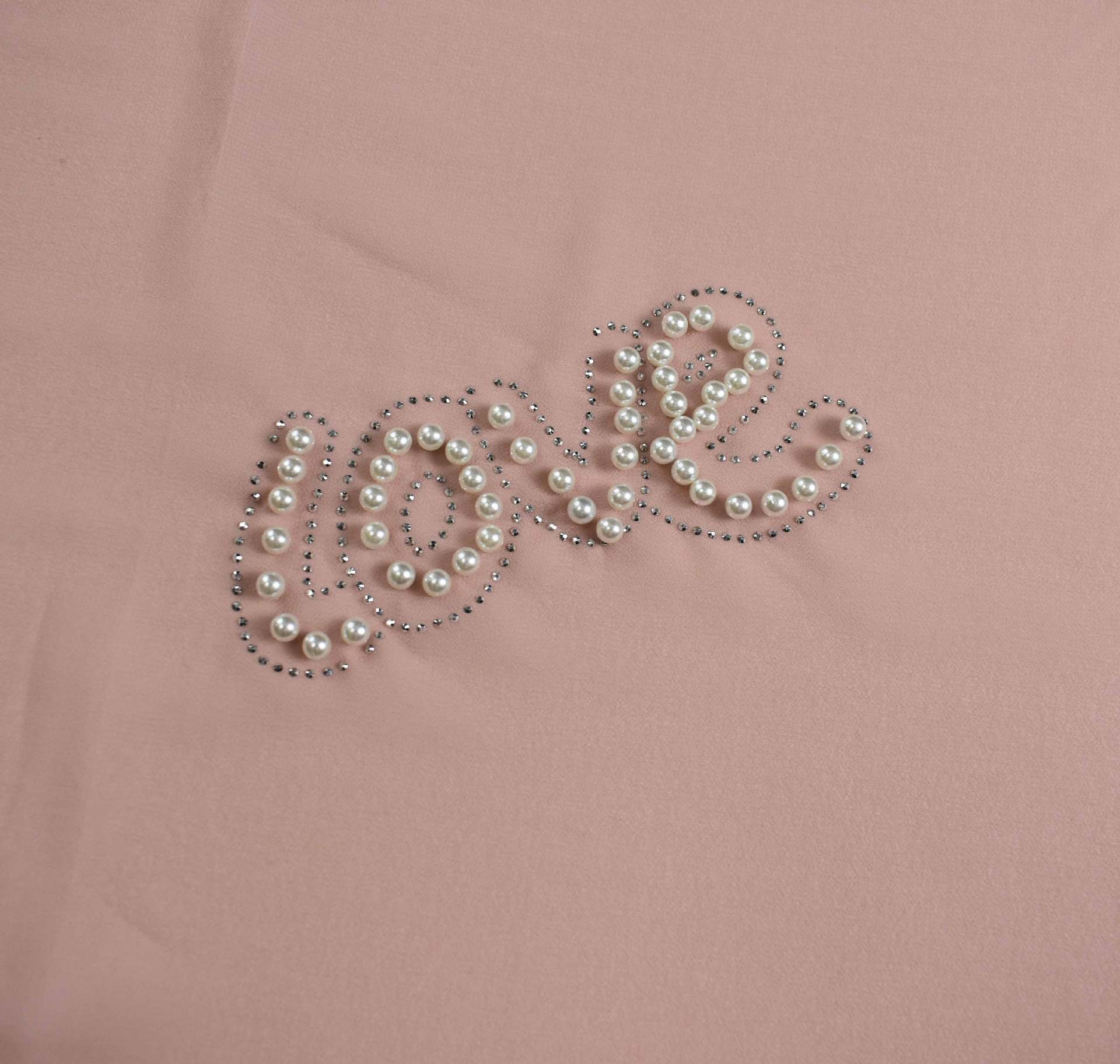 Monochrome pearl chiffon hot diamond square scarf hijab