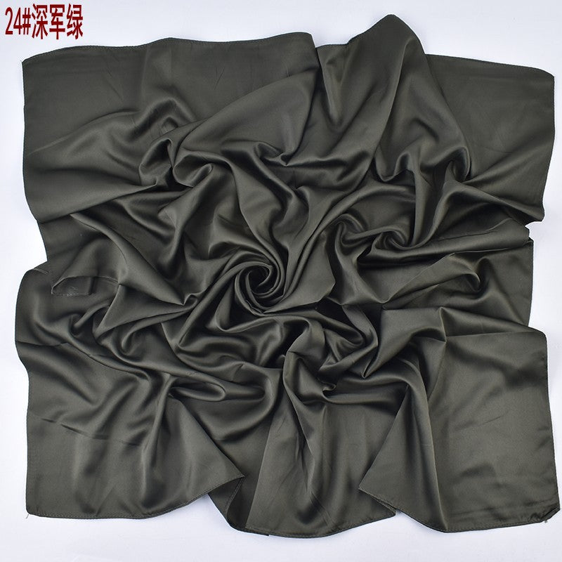 Autumn and winter new Malaysian imitation silk matte satin monochrome solid color 90 plain simple square towel batch
