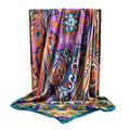 2025 new 90cm-color bright cashew flower printed square scarf with sunscreen bag head silk scarf decorative scarf