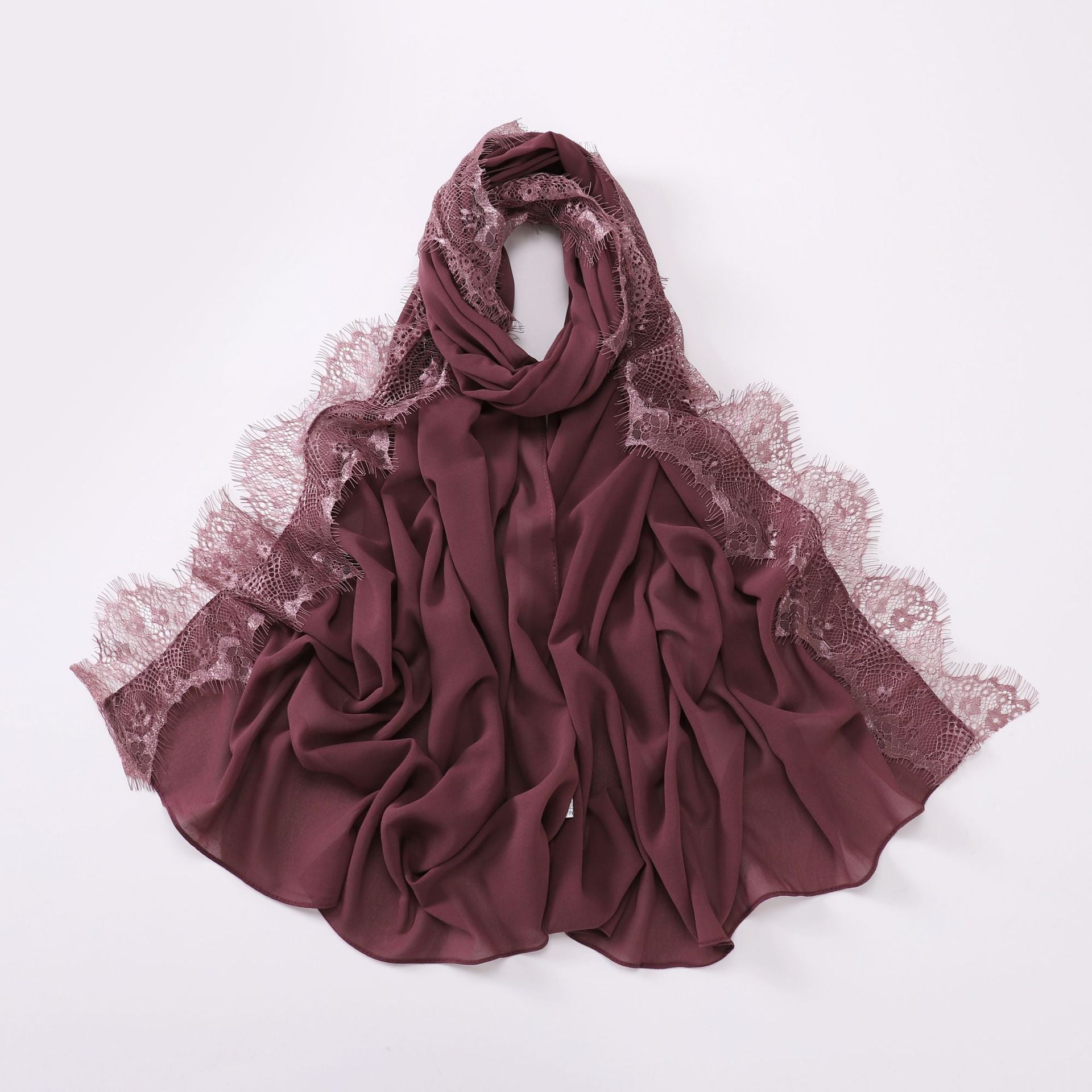 New chiffon eyelashes lace edge scarf gauze middle eastern headscarf hijab