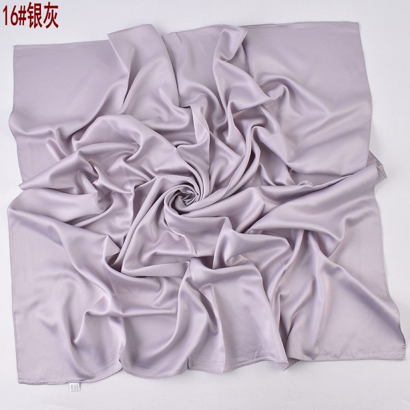 Autumn and winter new Malaysian imitation silk matte satin monochrome solid color 90 plain simple square towel batch