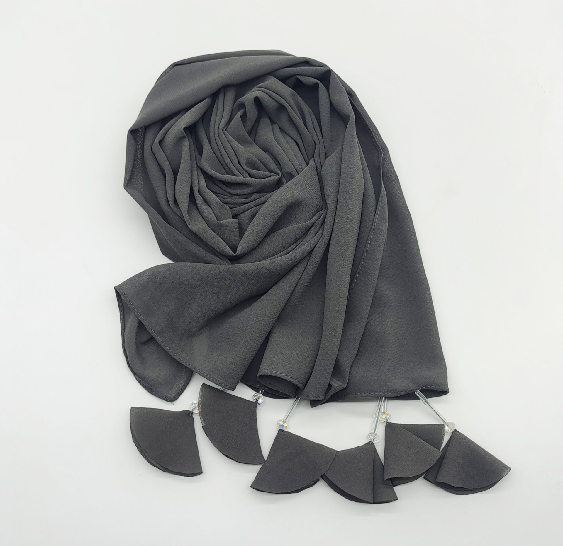 New crystal flower fringed pearl chiffon long towel women's hijab malaysia Indonesian Headscarf