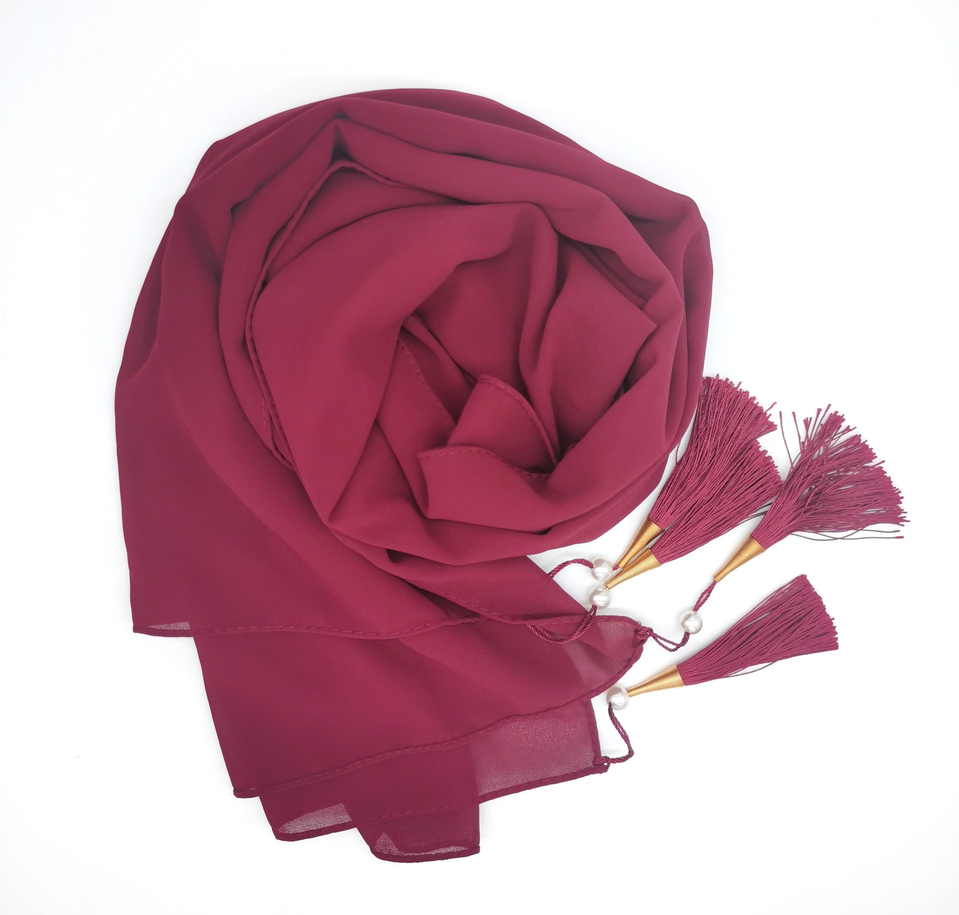 New bubble chiffon scarf Hijab Malaysia Indonesia gauze wrap headscarf cover headscarf four corners hanging tassel