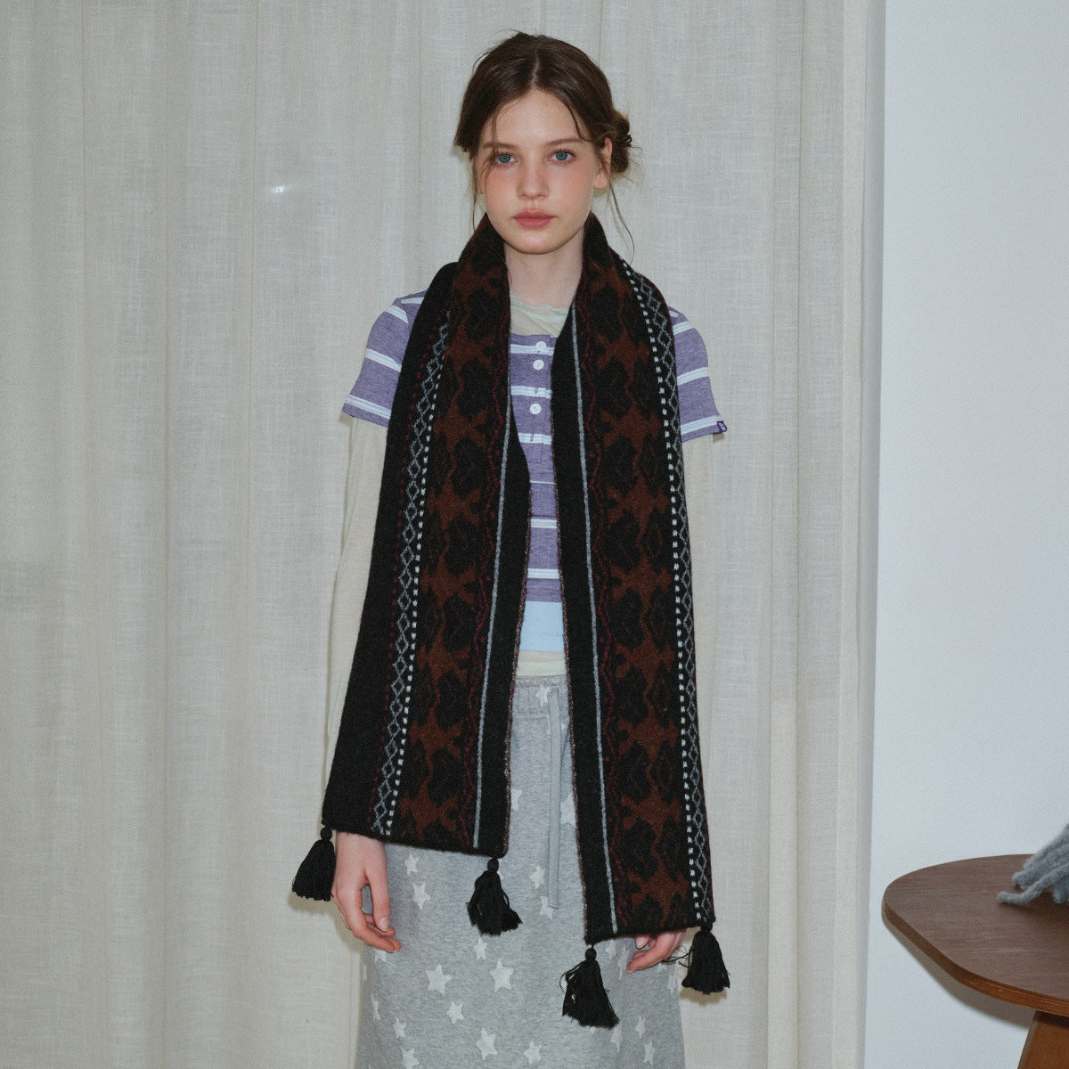 Designer's same Pingti wool blended Fair Island scarf for men and women in winter with soft wool scarf