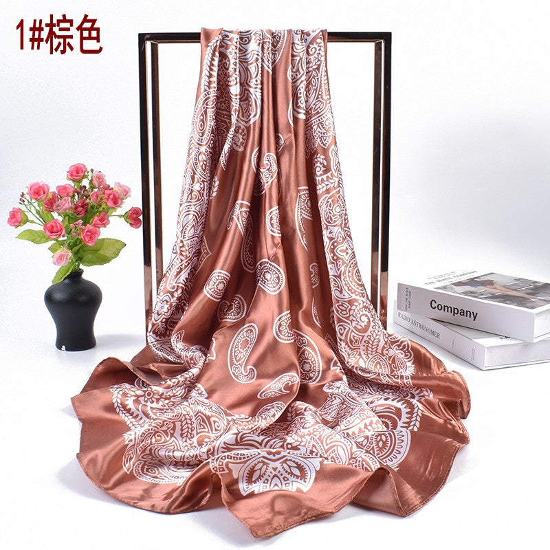 New European style fashion cashew flower pattern 90 satin large square scarf headscarf scarf