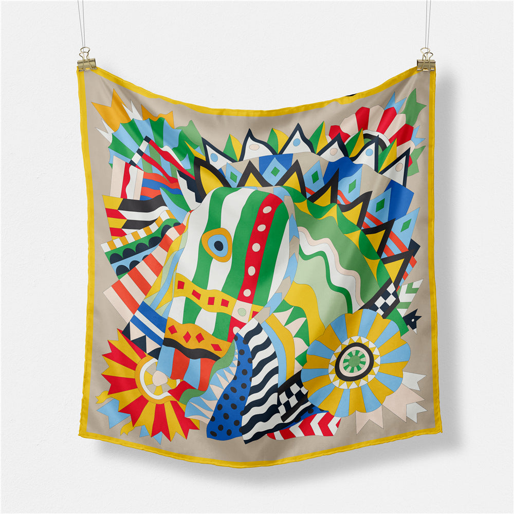 Fashion Thai elephant pattern, printed scarf, artificial silk twill silk 53cm small square scarf, women's scarf