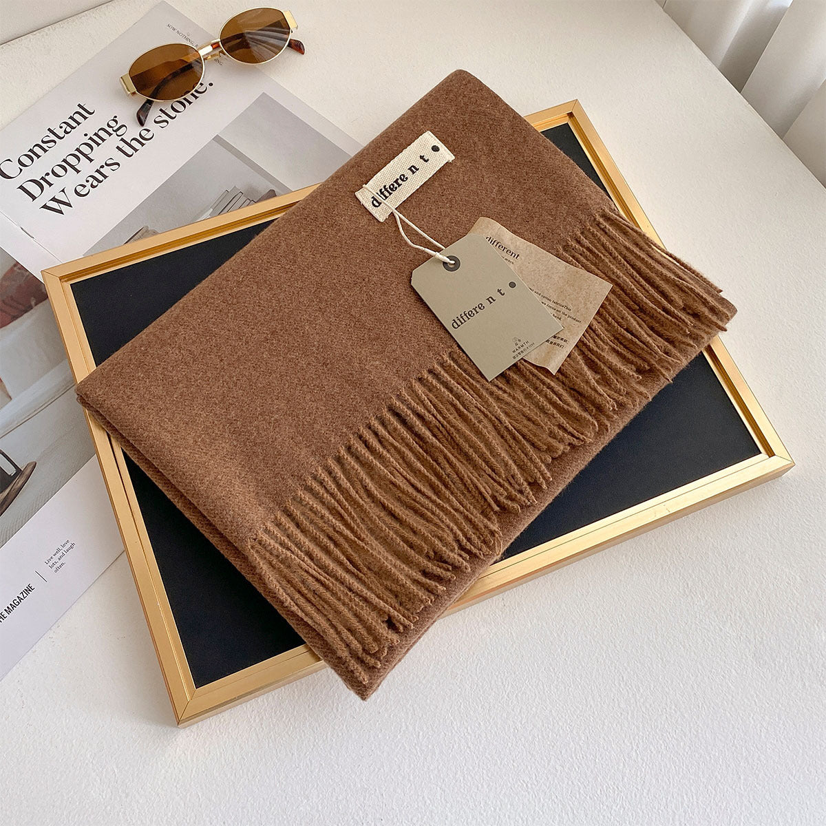 2025 Winter Imitation Cashmere Solid Color Scarf Women's Medium and Long Warm Scarf Shawl