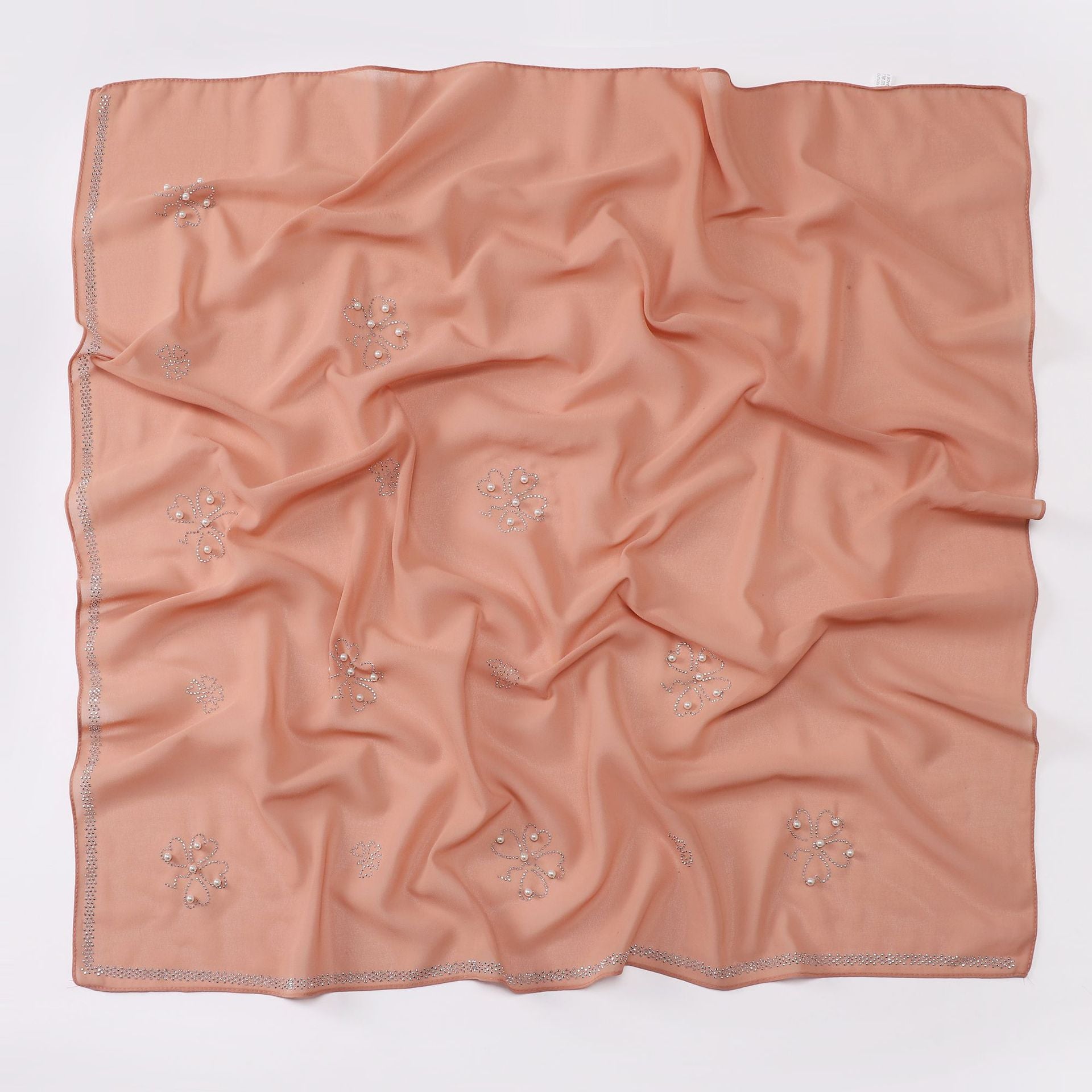 New pearl chiffon Scarf hot diamond bead square shawls Malaysia headscarf