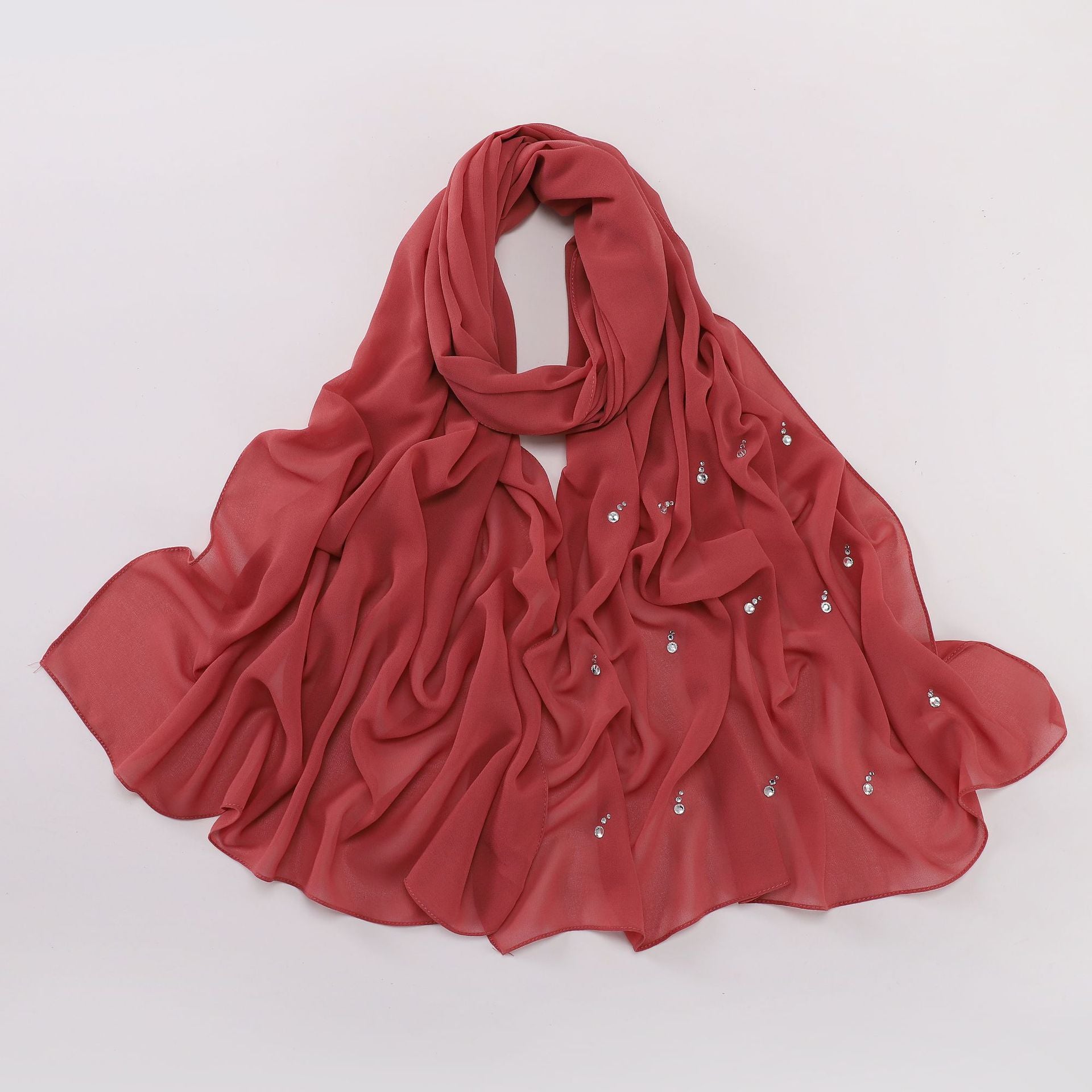 New pearl chiffon long scarf boutique tears water drop diamond scarf Middle East Africa headscarf hijab