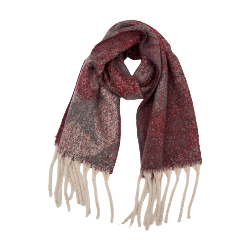 2025 new European, American autumn and winter circle yarn jacquard star fringed scarf