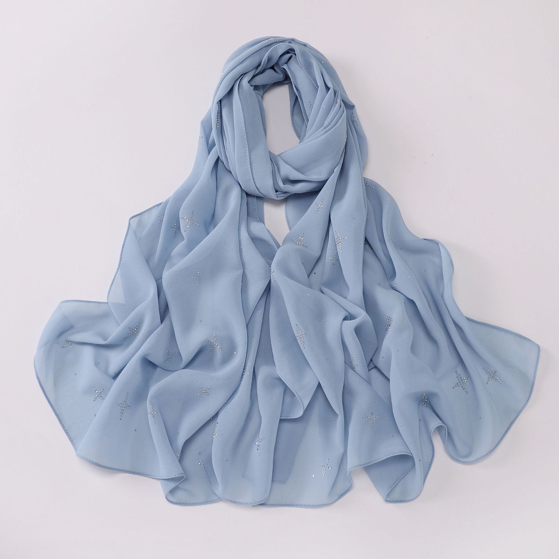 New Pearl Chiffon Sky Star Hot Diamond Middle East and Africa Headscarf Hijab