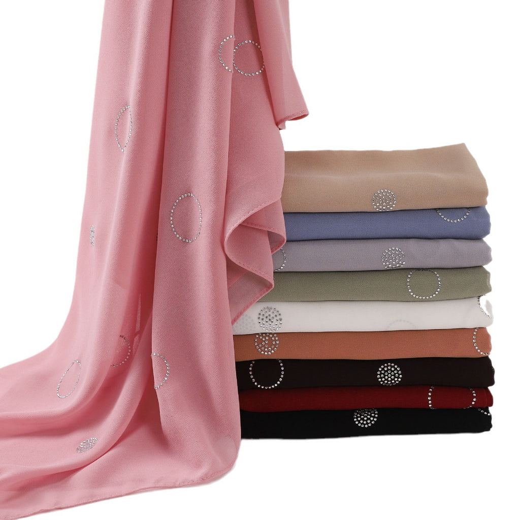 Pearl chiffon hot diamond long scarf, Indonesian headscarf, Middle East and Africa headscarf