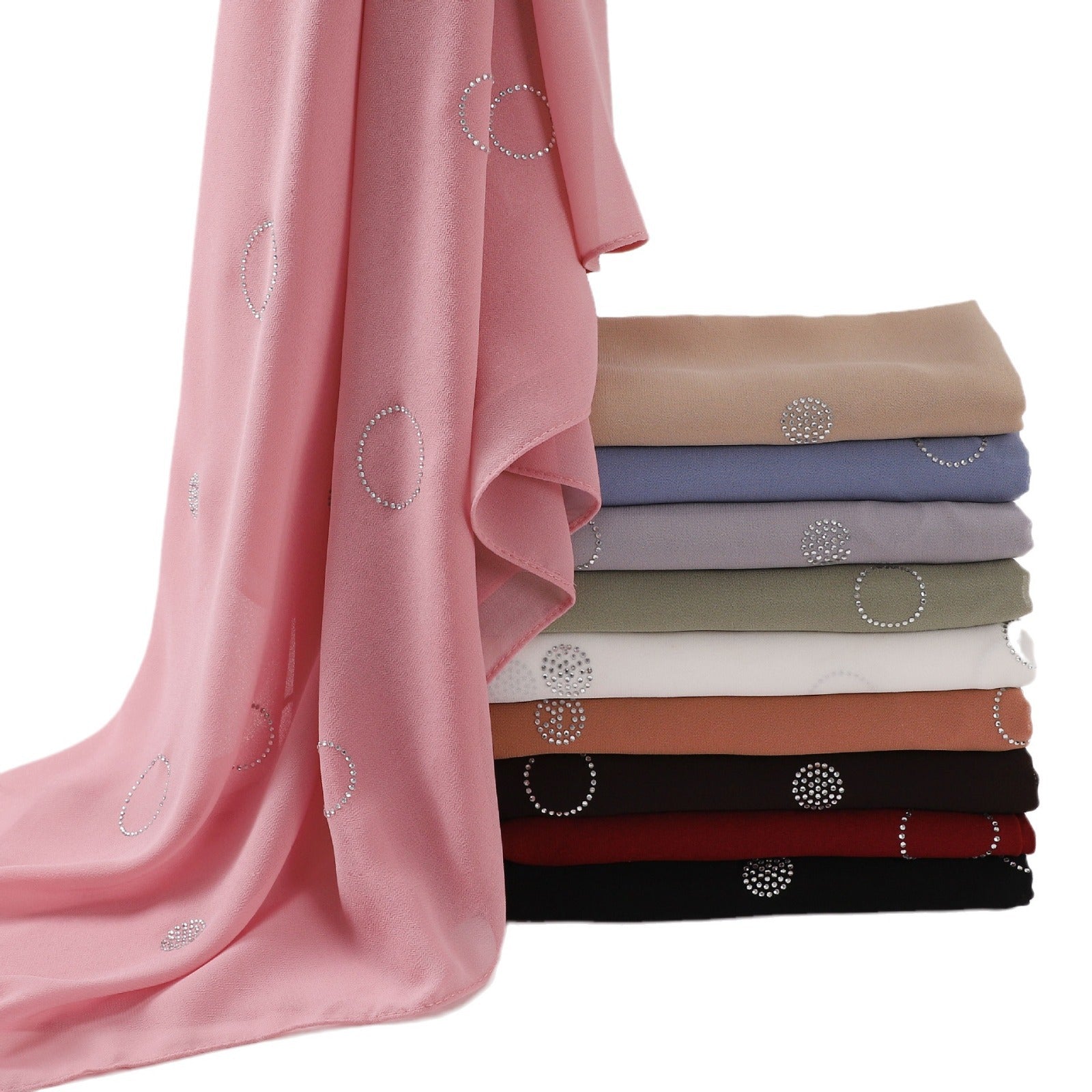 Pearl chiffon hot diamond long scarf, Indonesian headscarf, Middle East and Africa headscarf