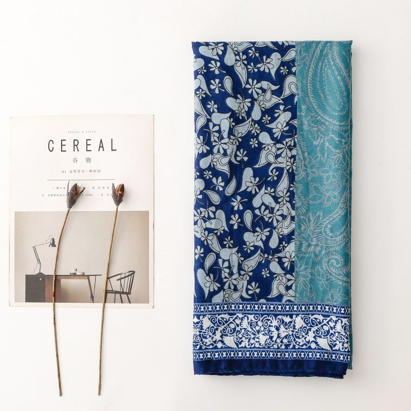 Scarf Fashion Cashew Paisley Printed Silk Scarf Long Travel Holiday Shawl Women