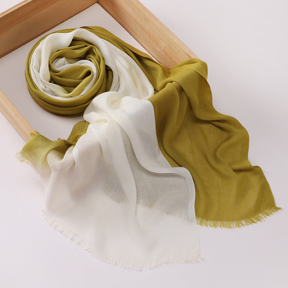 New Two-color Spliced Modal Cotton Head Scarf, Casual Women's Scarf