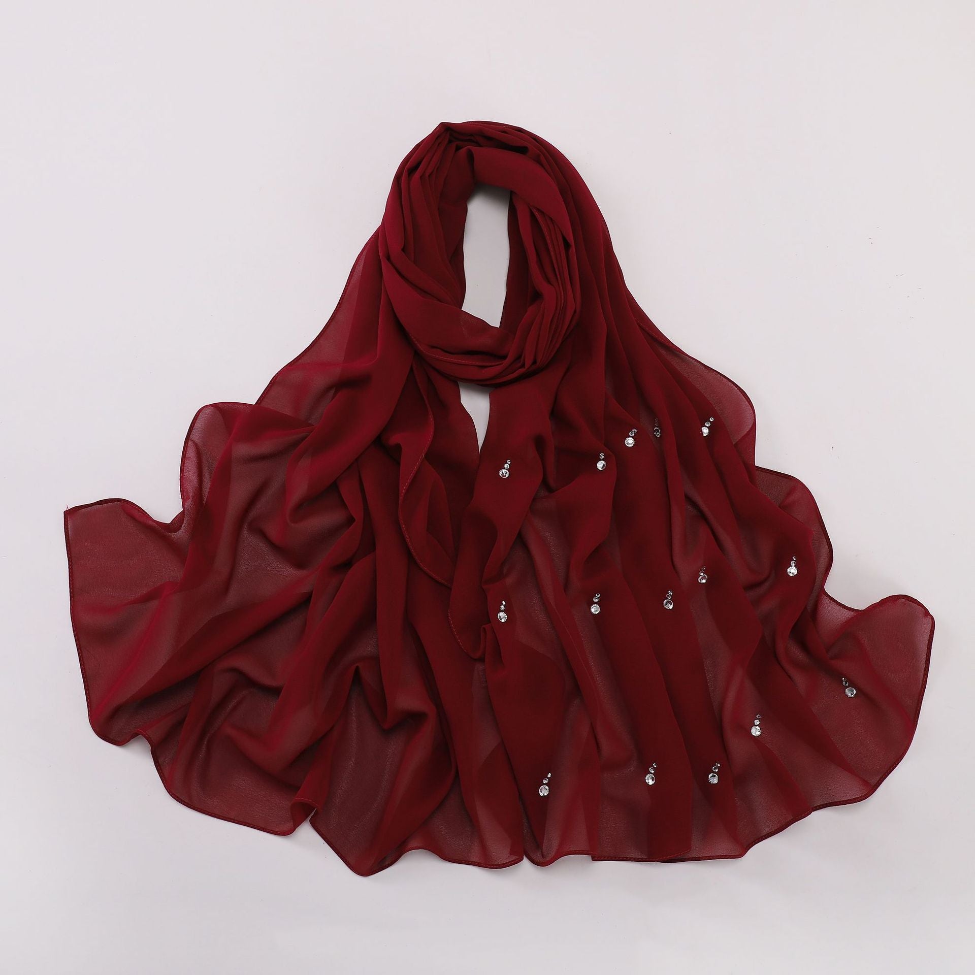 New pearl chiffon long scarf boutique tears water drop diamond scarf Middle East Africa headscarf hijab