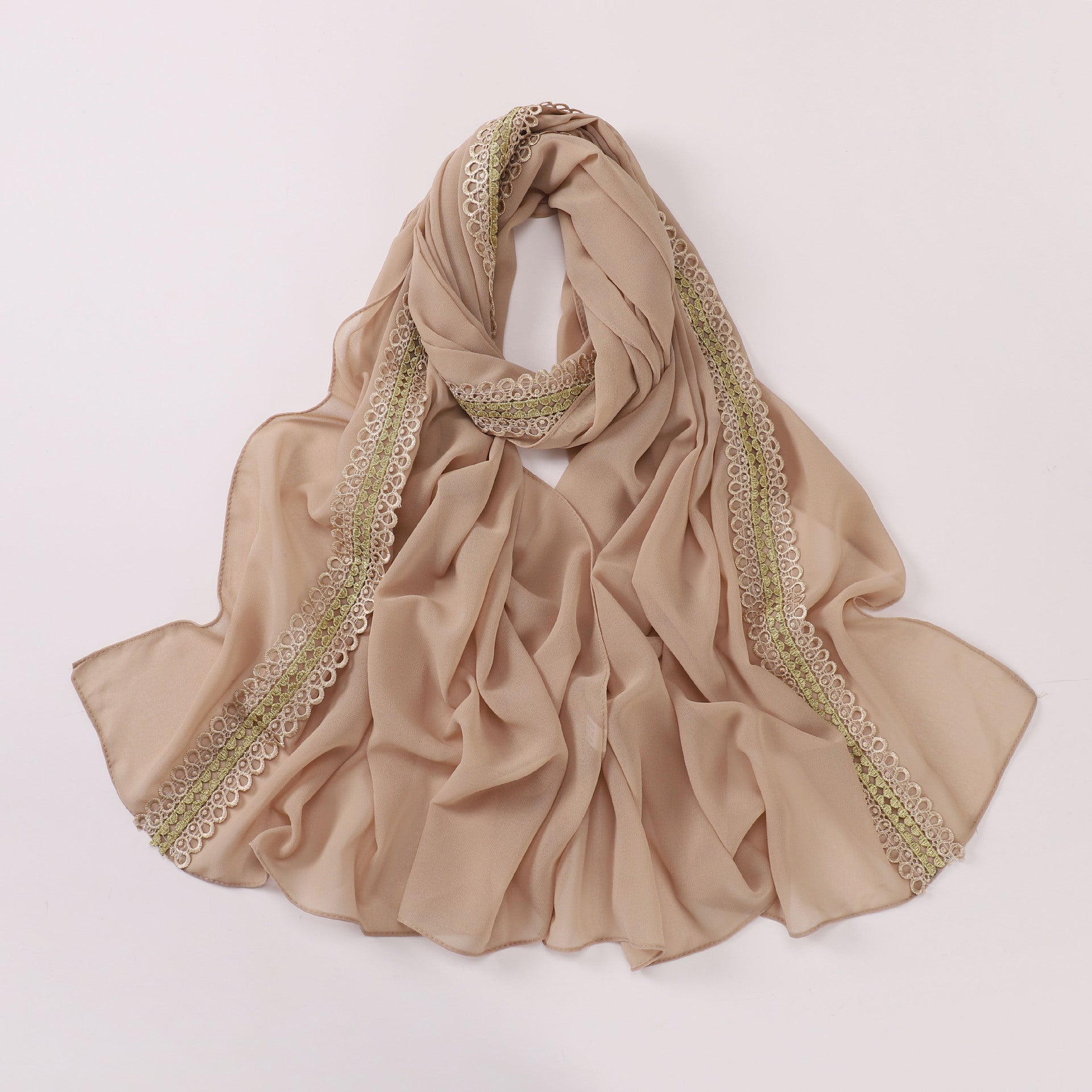 New pearl chiffon color lace long towel, yarn towel, Middle East, Africa, Malaysia, Indonesia headscarf