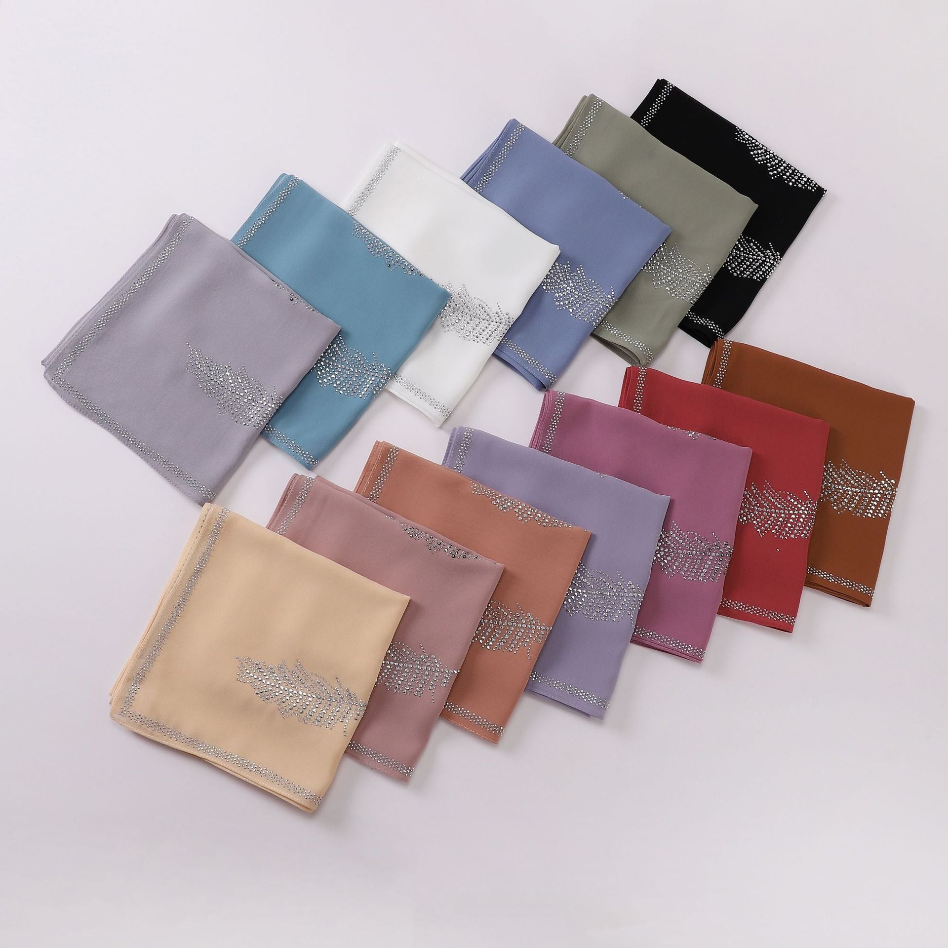 New Pearl Chiffon Hot Diamond Square Scarf 90 × 90cm High Quality Headscarf Hijab