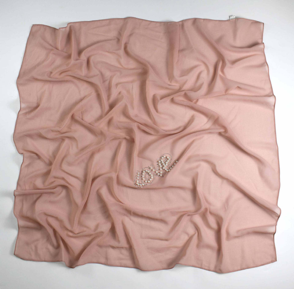 Monochrome pearl chiffon hot diamond square scarf hijab