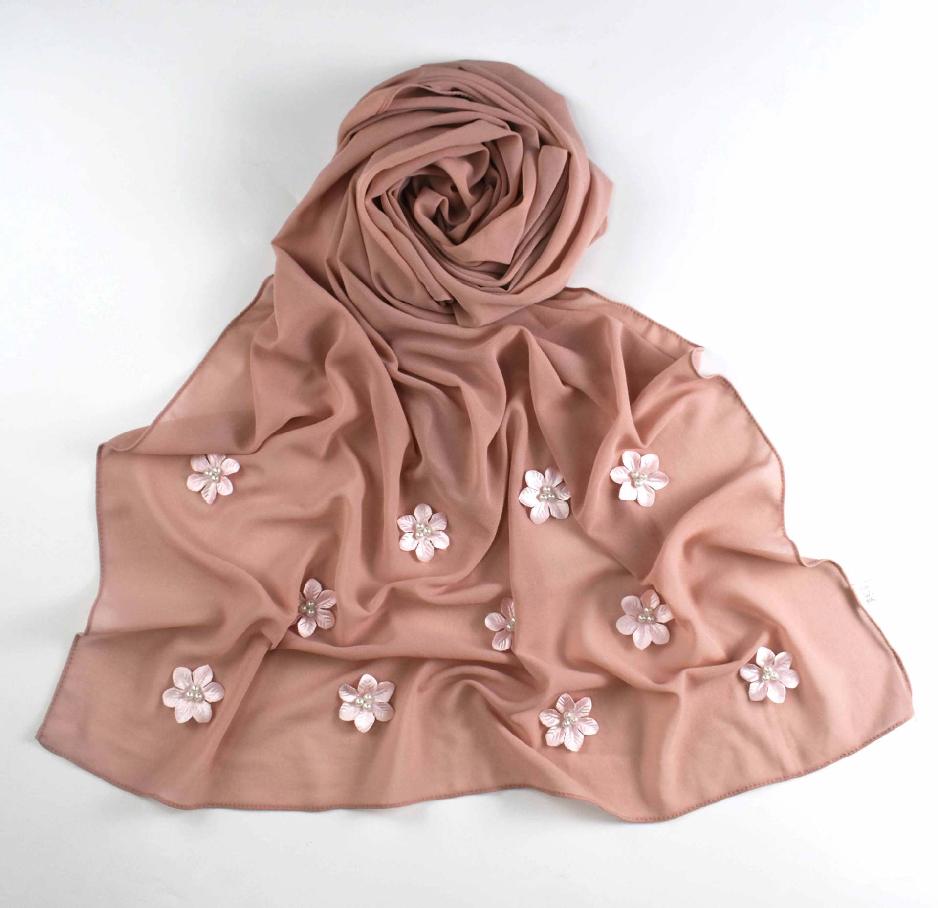 New pearl chiffon flower bead scarf Middle East Africa hijab