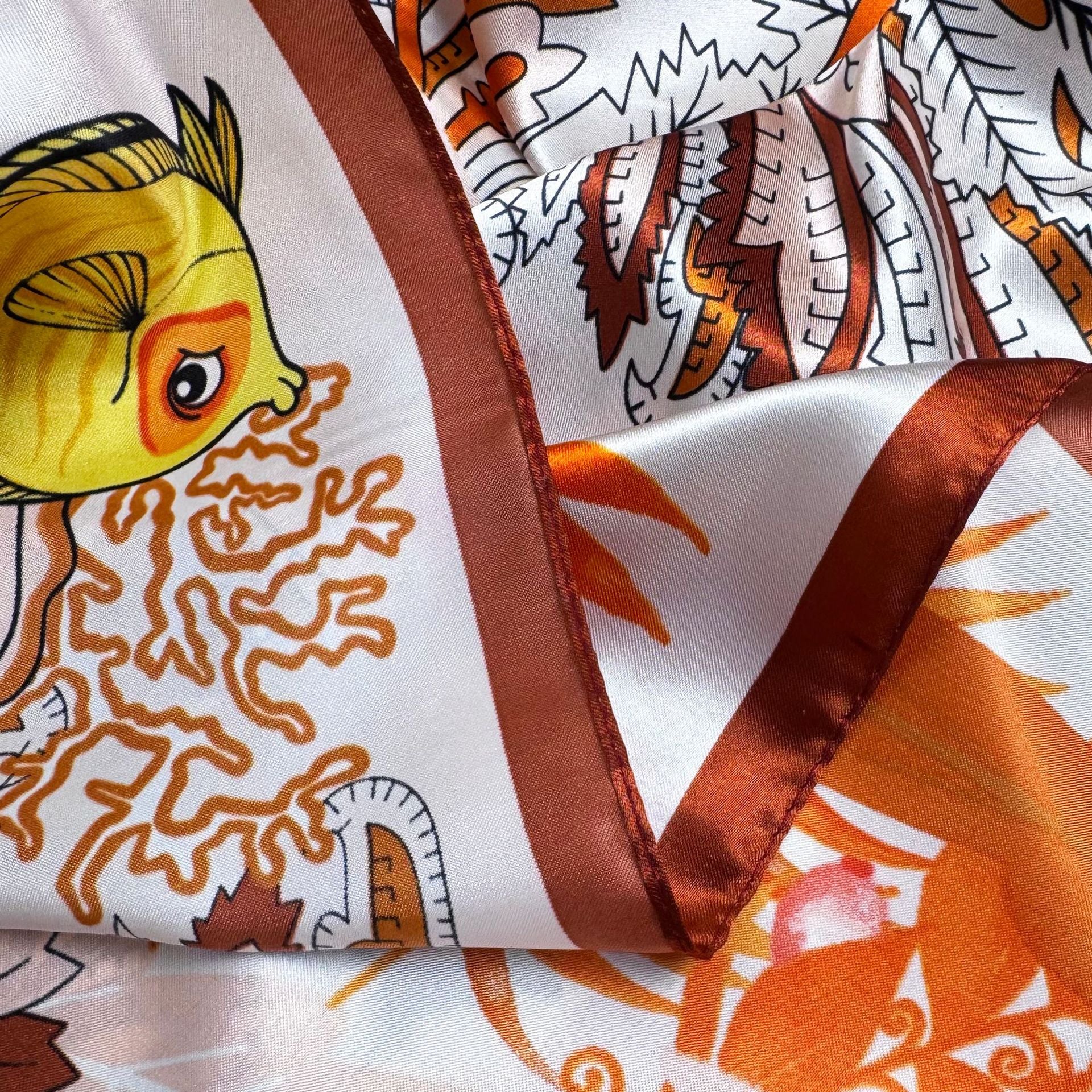 European and American fashion plant flower print silk scarf 90cm large square scarf, women's scarf with shawl, gifts