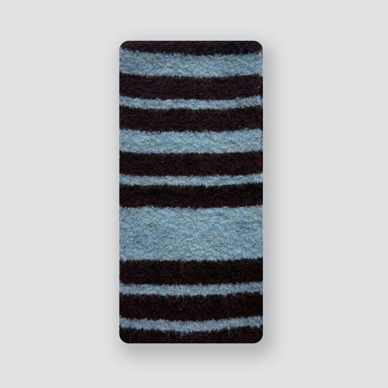Designer Korean circle striped wool scarf women's winter soft retro contrasting color atmosphere wool scarf