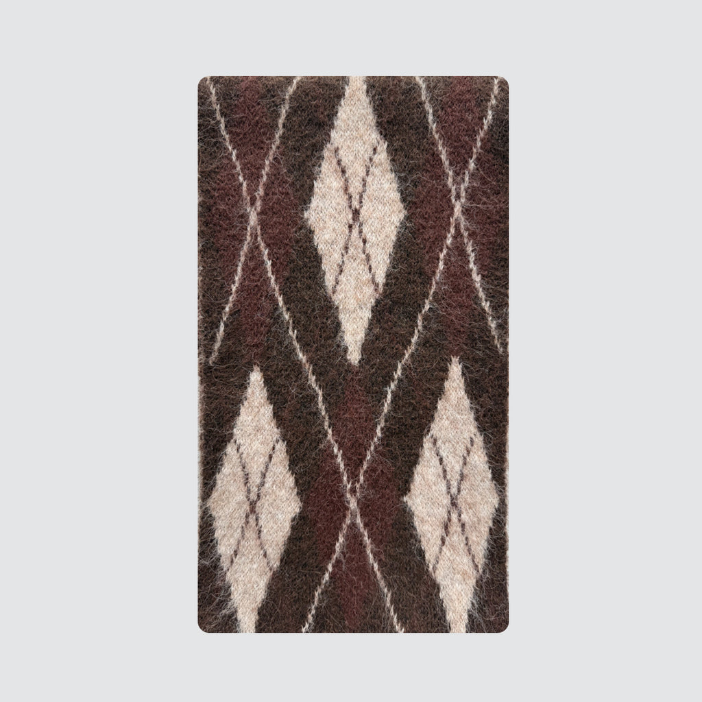 Designer wool-blend neutral rhombus plaid knitted scarf women's winter brushed soft wool scarf