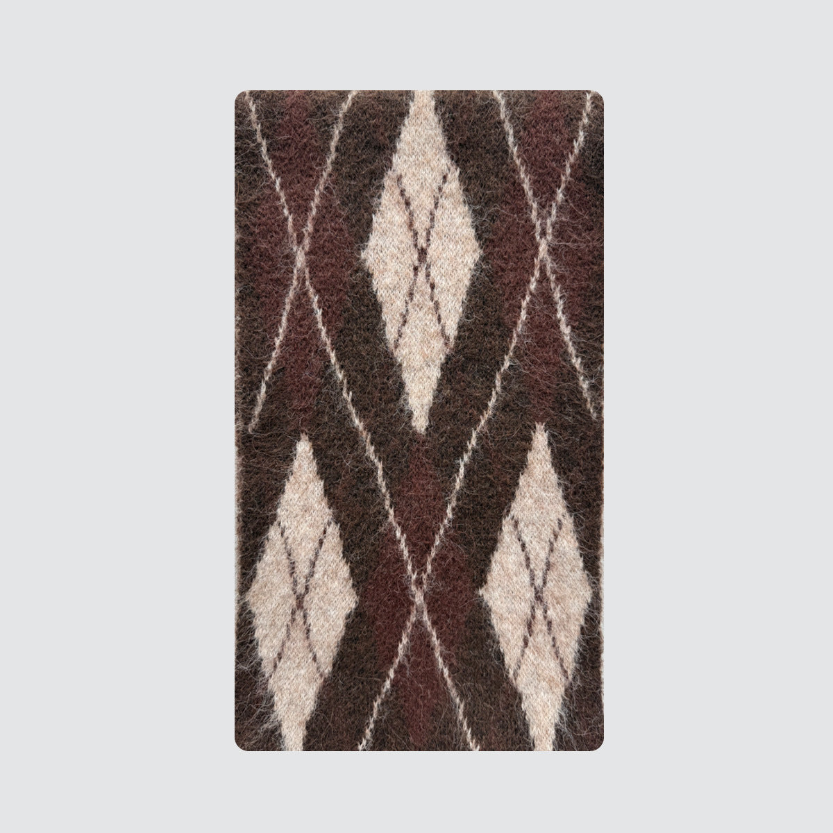 Designer wool-blend neutral rhombus plaid knitted scarf women's winter brushed soft wool scarf