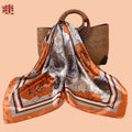 Spring and summer temperament big flower printing versatile decorative scarf headscarf silk scarf 90 high-quality satin large square scarf
