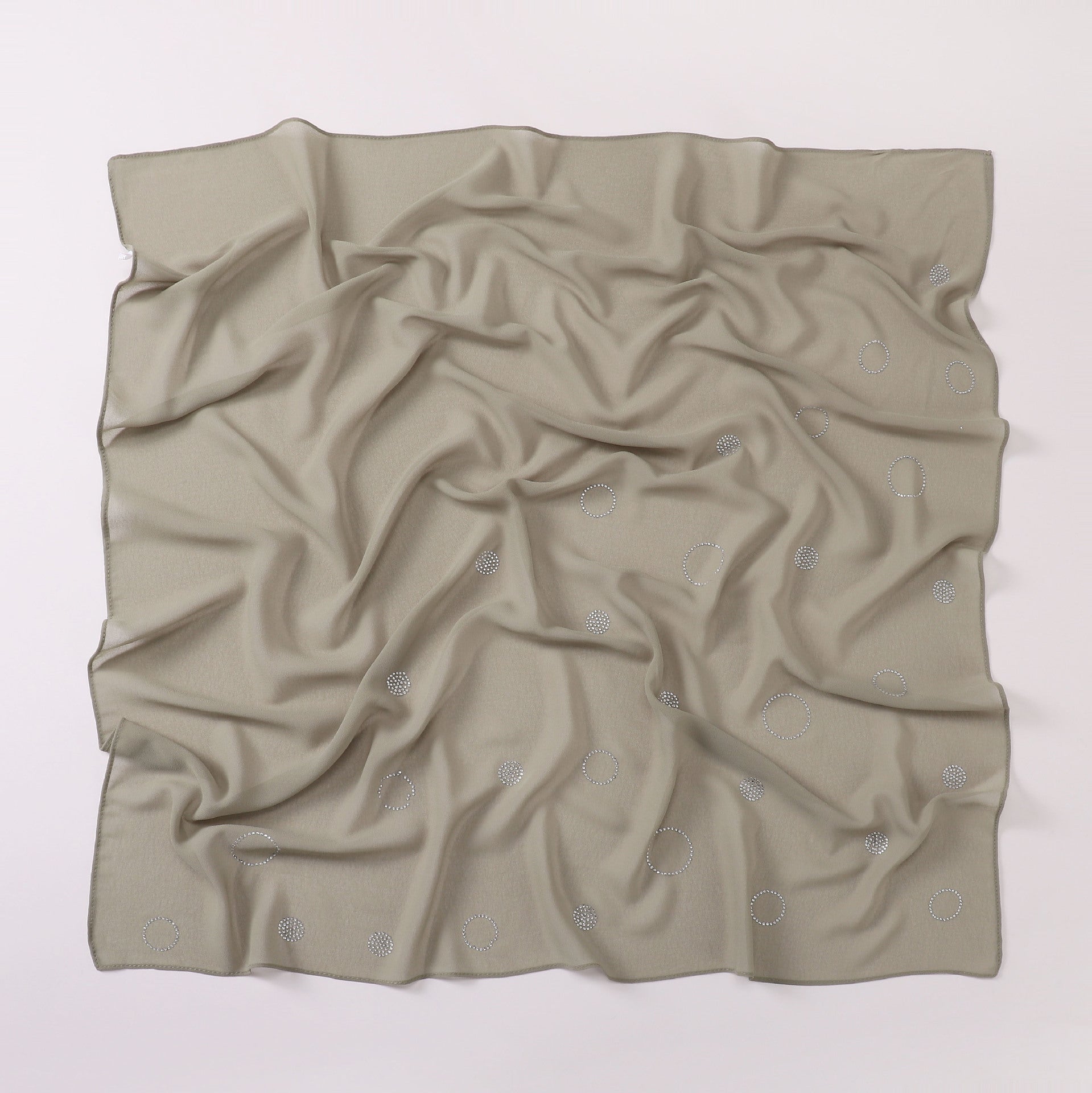 New Pearl Chiffon Circle Hot Diamond 90cm Square Scarf Malaysia Indonesia