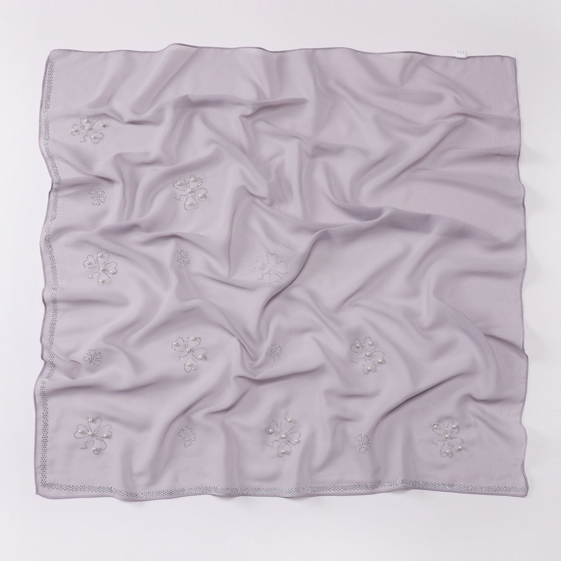 New pearl chiffon Scarf hot diamond bead square shawls Malaysia headscarf