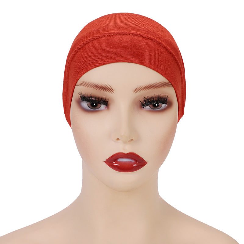 Modal monochrome tube hat bottoming cap, high elastic mercerized cotton women's Arabian scarf cap