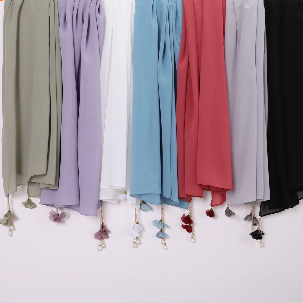 Pearl flower pendant pearl chiffon square scarf 90 * 90cm headscarf