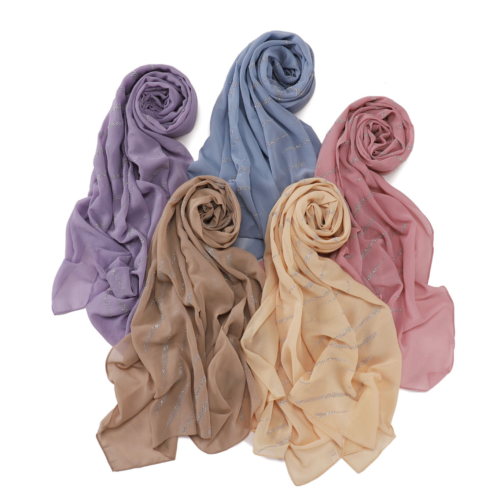 New Pearl Chiffon Slant Strip Hot Diamond Long Towel Yarn Malaysia Indonesia African Headscarf