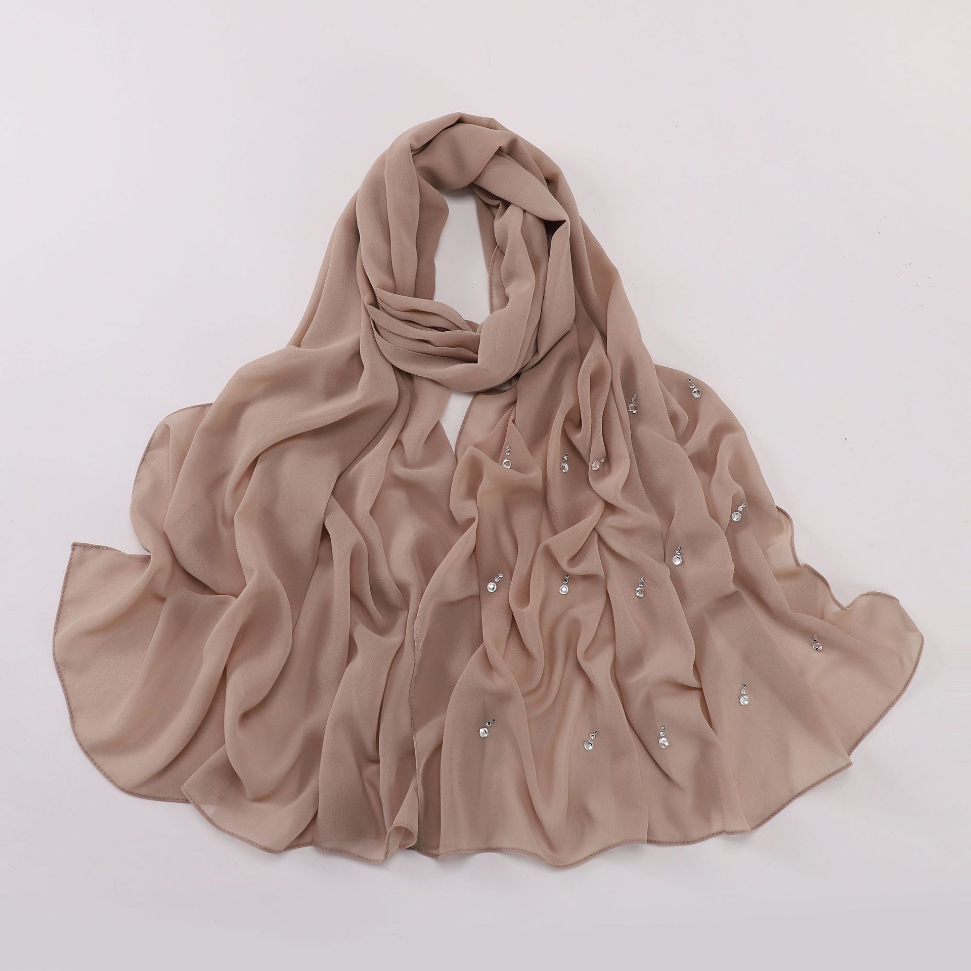 New pearl chiffon long scarf boutique tears water drop diamond scarf Middle East Africa headscarf hijab