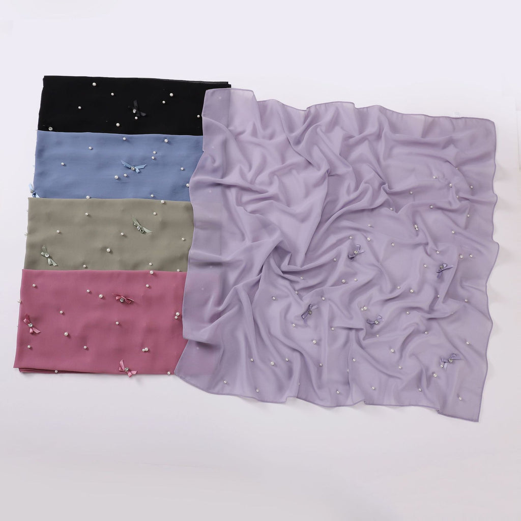 Gypsy beads handmade bow pearl snow square scarf yarn Middle East headscarf