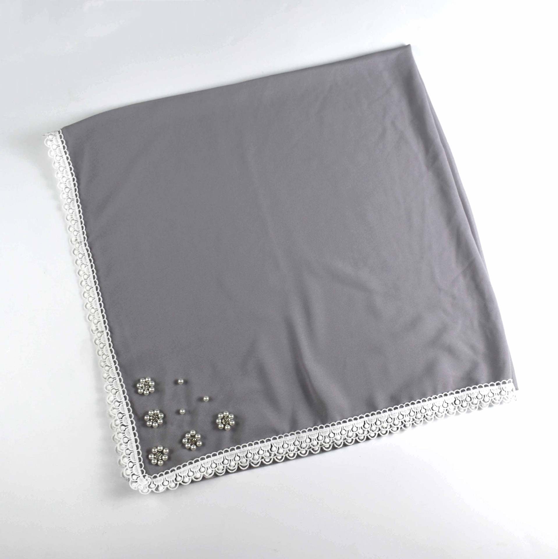 Monochrome pearl chiffon square scarf ins small flower silk scarf Middle East Africa hijab