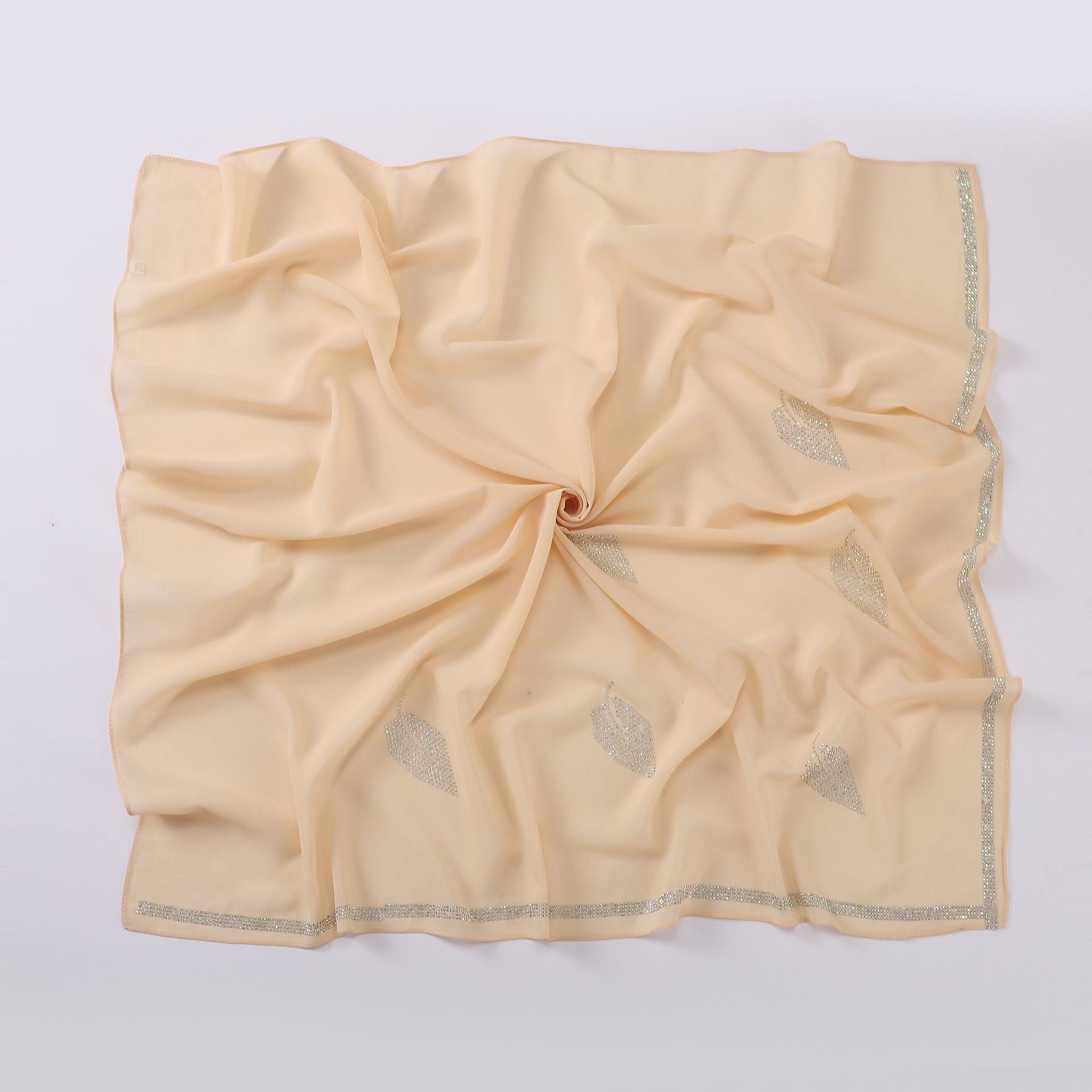 New Pearl Chiffon High Quality Middle East Hot Diamond Square Scarf 90 × 90cm Headscarf