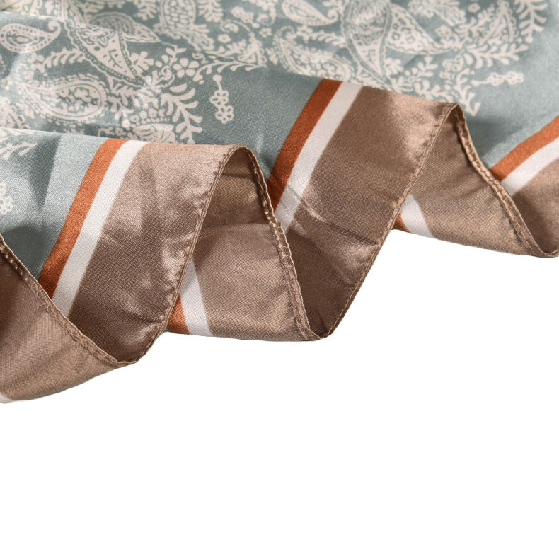 European and American spring new imitation silk 90cm satin printed small cashew nut generous silk scarf, fashionable women's scarf