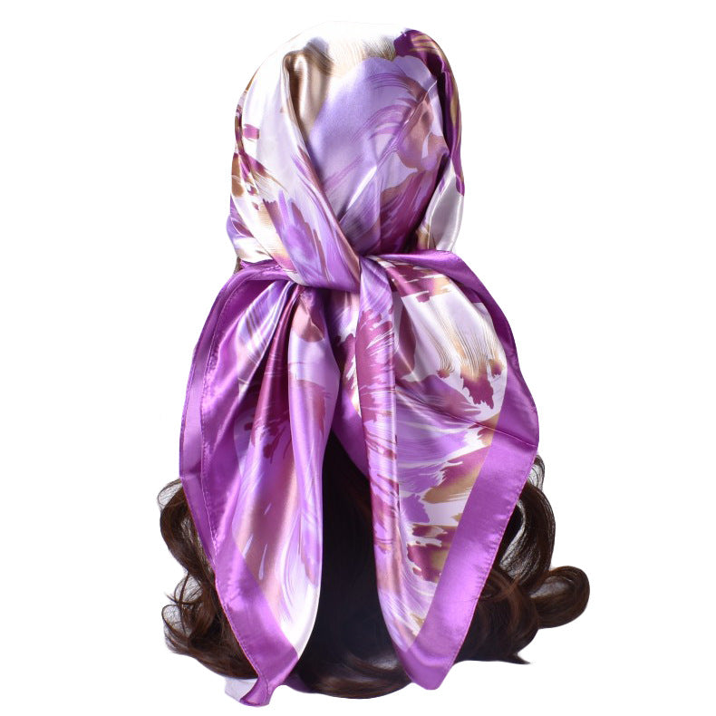 Fashion autumn and winter new 90-color diced imitation silk feather square silk scarf, scarf