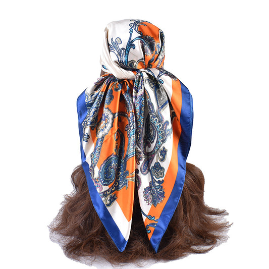 New fashionable versatile flower pattern printing high-quality 90cm * 90cm color square towel